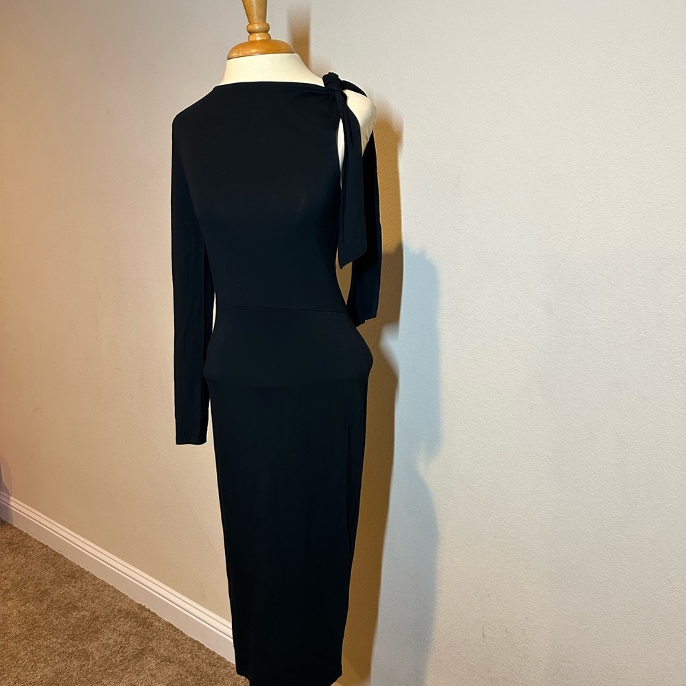 NWT ASOS Black One Shoulder Tie Maxi Dress
